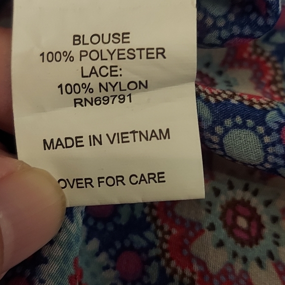 Anthropolgie fig & flower Bohemian floral, lace blouse xl - Picture 8 of 11